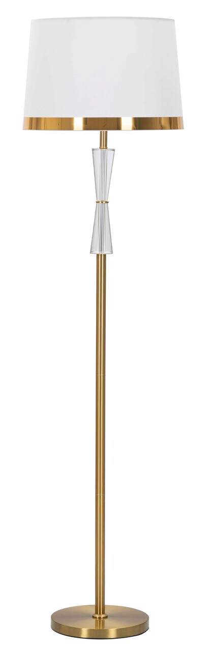 Lampadar Cristal, Mauro Ferretti, Ø40 x 153 cm, 1 x E27, 40W, fier/sticla/textil, auriu/alb - imagine 7